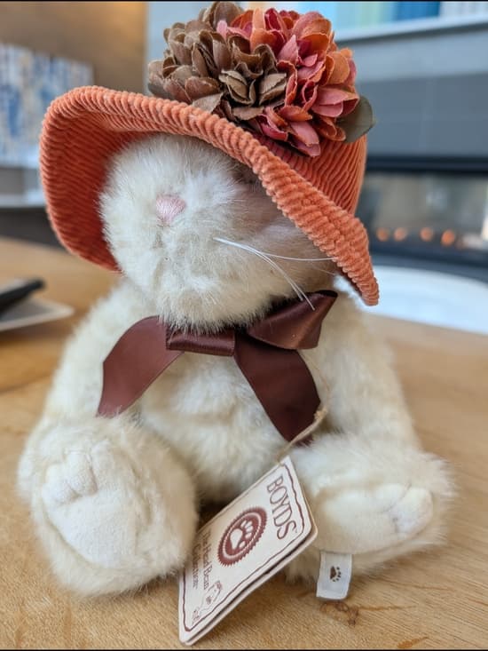 Vintage Boyds Cream Cat Priscilla Autumntyme with Orange Corduroy Hat Flowers - Thumbnail 13
