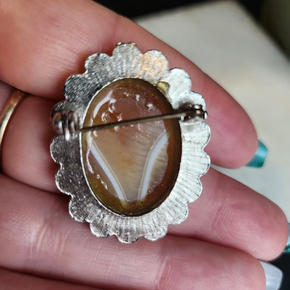 Scottish Style Carnelian Agate Silver Tone Pin - Thumbnail 4