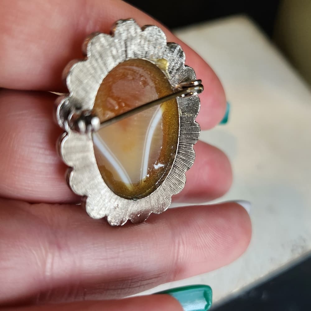 Scottish Style Carnelian Agate Silver Tone Pin - Thumbnail 5