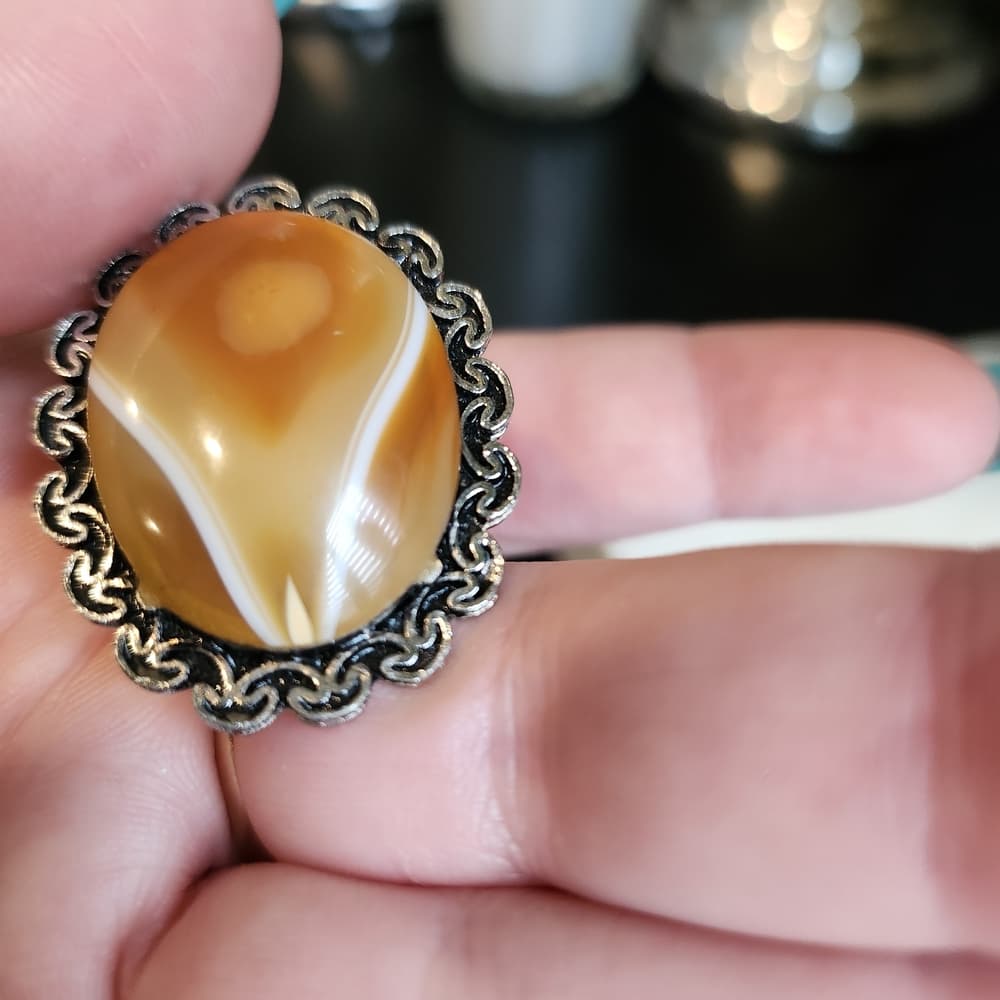 Scottish Style Carnelian Agate Silver Tone Pin - Thumbnail 6