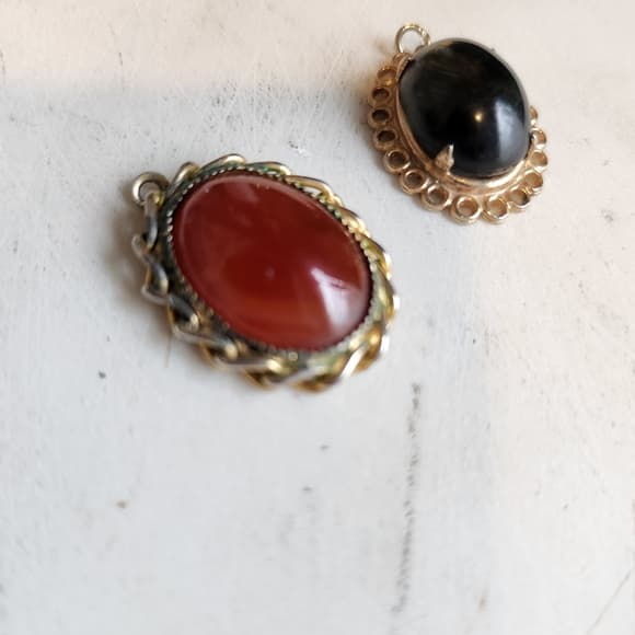 Dainty Gemstone Pendants Gold Tone Black Tiger's Eye And Carnelian - Thumbnail 10
