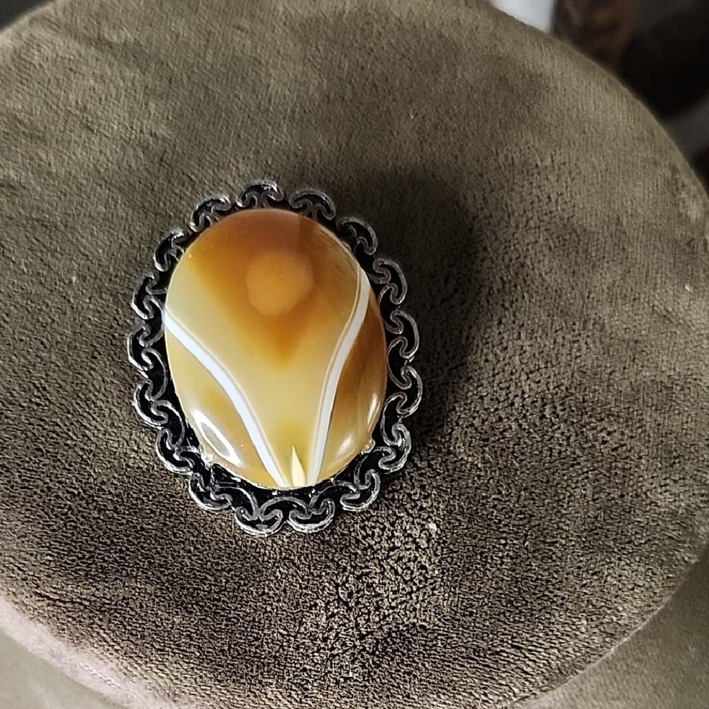 Scottish Style Carnelian Agate Silver Tone Pin - Thumbnail 9