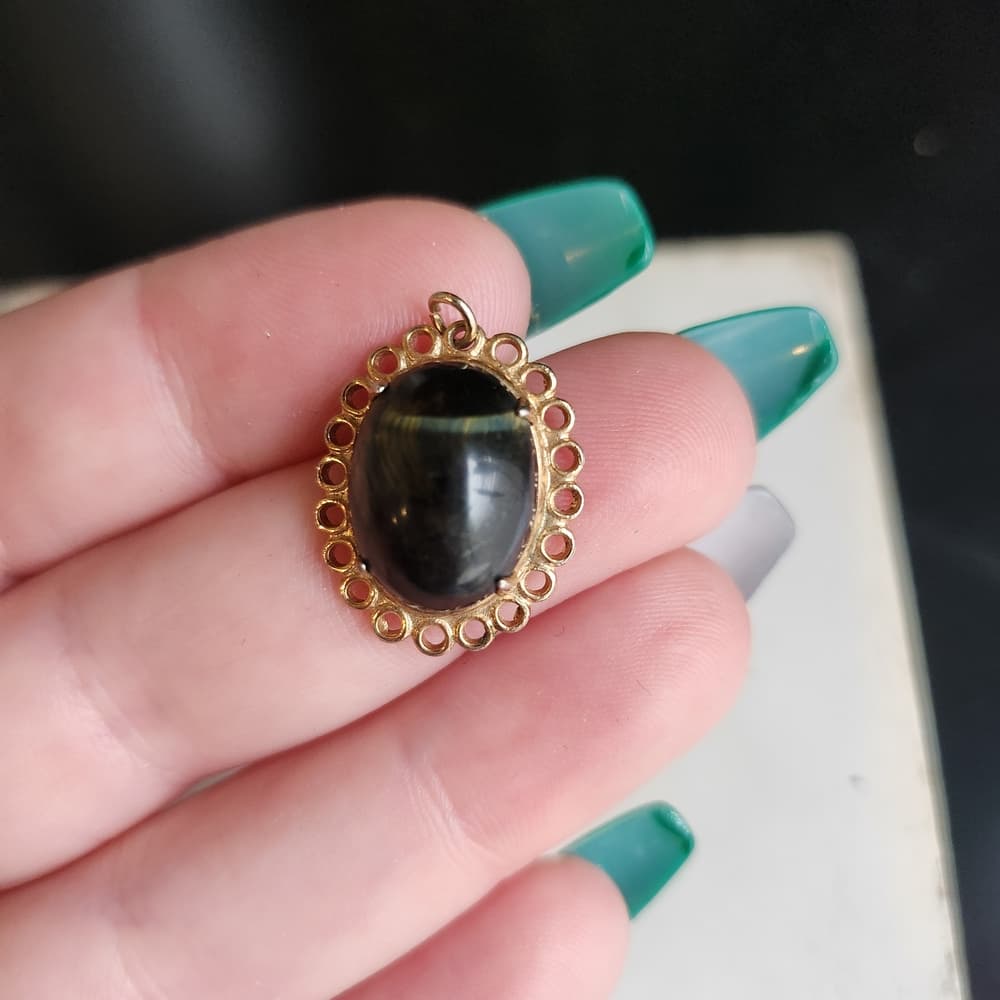 Dainty Gemstone Pendants Gold Tone Black Tiger's Eye And Carnelian - Thumbnail 7