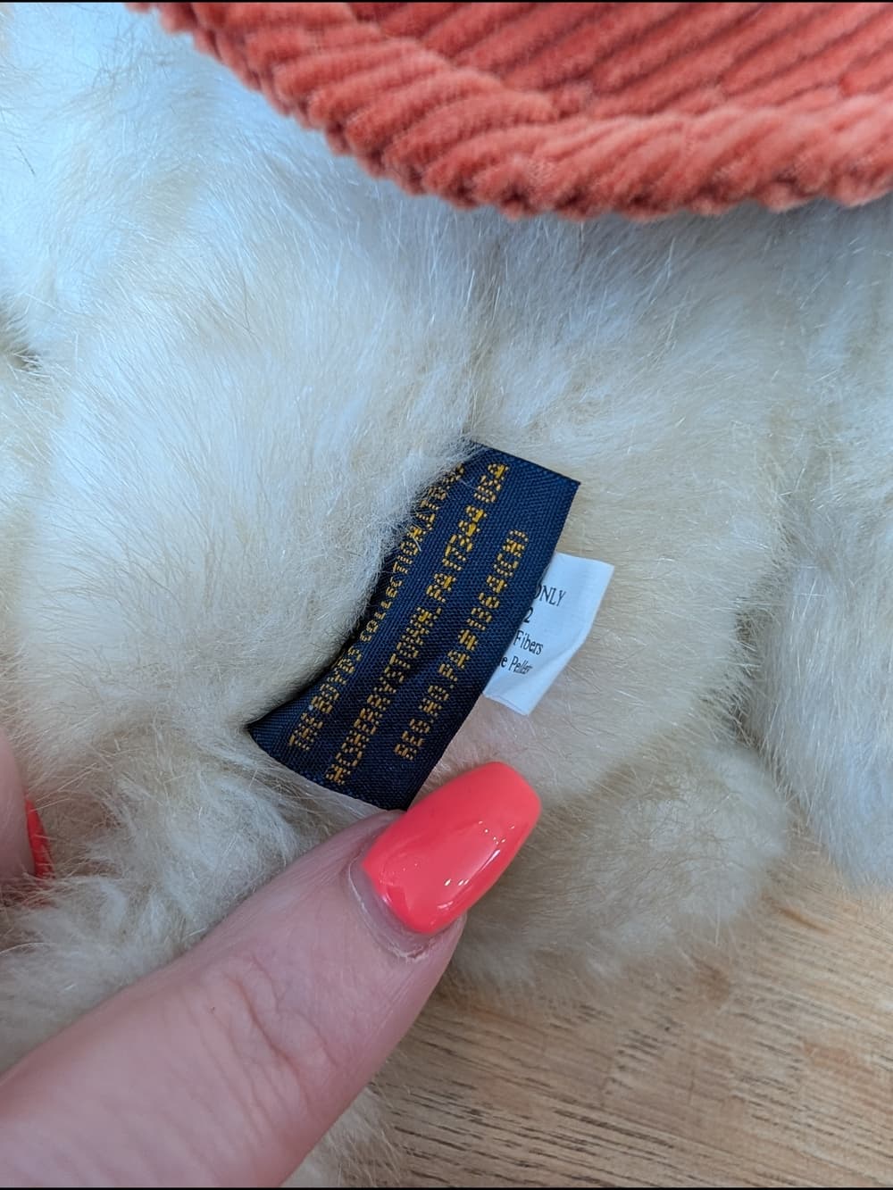 Vintage Boyds Cream Cat Priscilla Autumntyme with Orange Corduroy Hat Flowers - Thumbnail 8