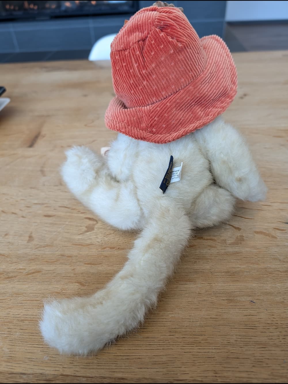 Vintage Boyds Cream Cat Priscilla Autumntyme with Orange Corduroy Hat Flowers - Thumbnail 7