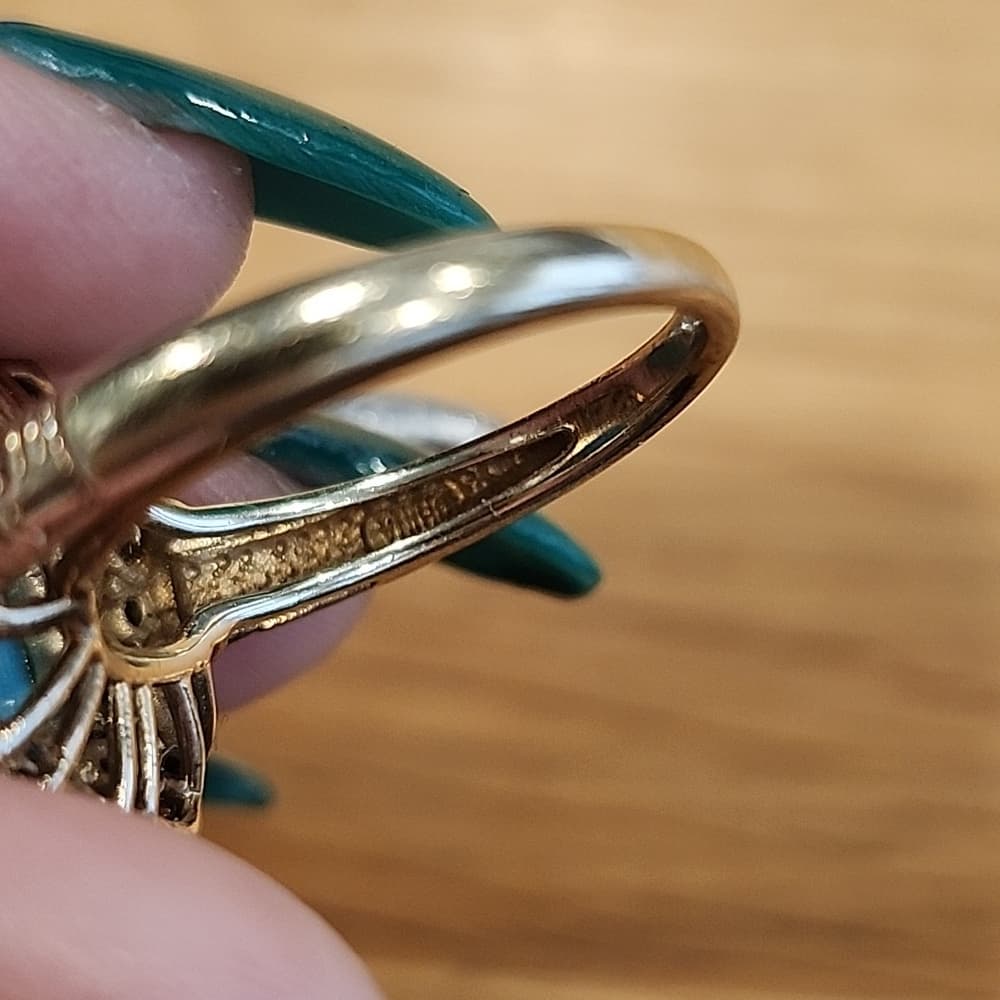 Vintage 14k Plated 925 Fauceted Turquoise anf Smokey Quarts Ring Barbara Bixby - Thumbnail 13