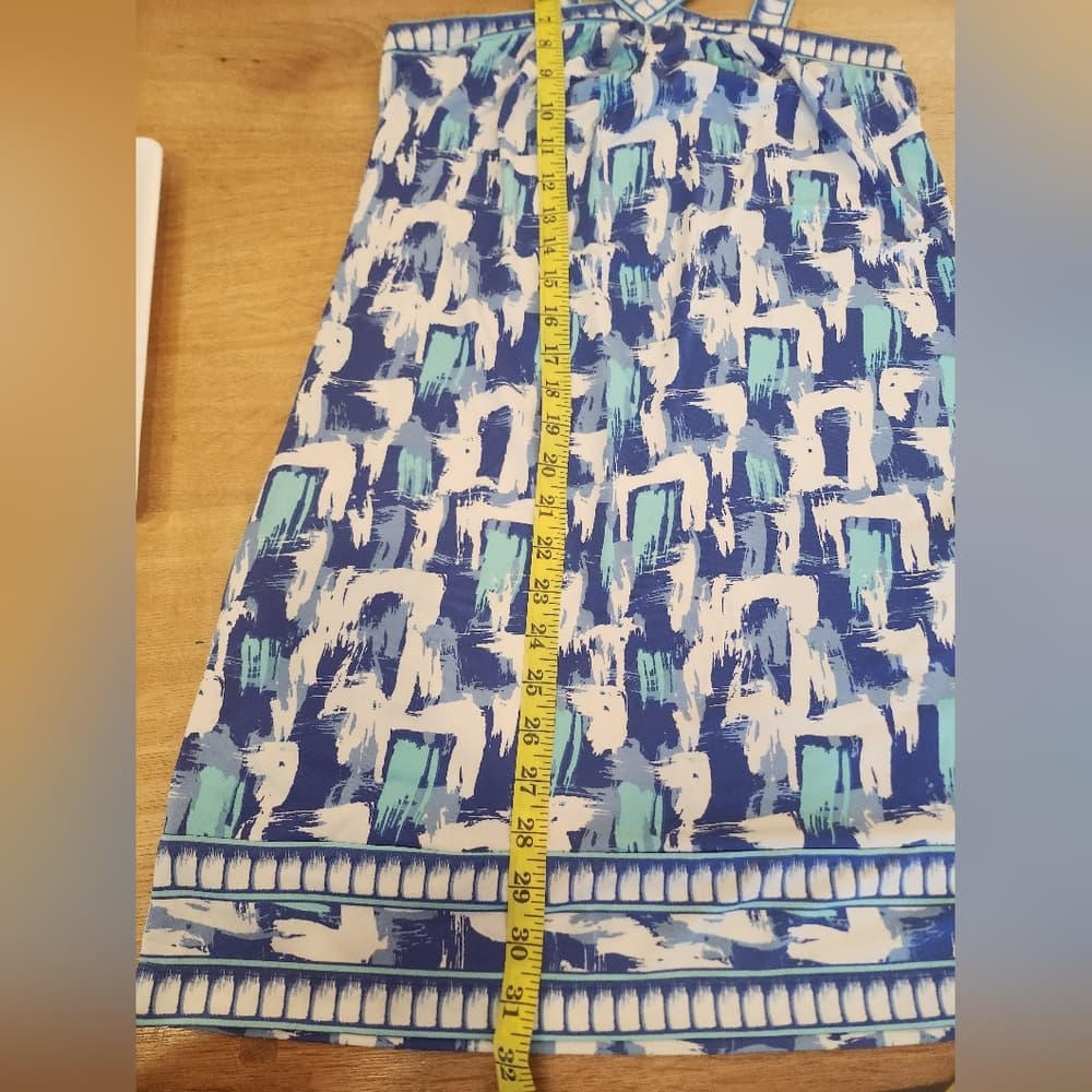BCBGMaxAzria Blue and White Patterned Mini Baby Doll Dress - Thumbnail 10