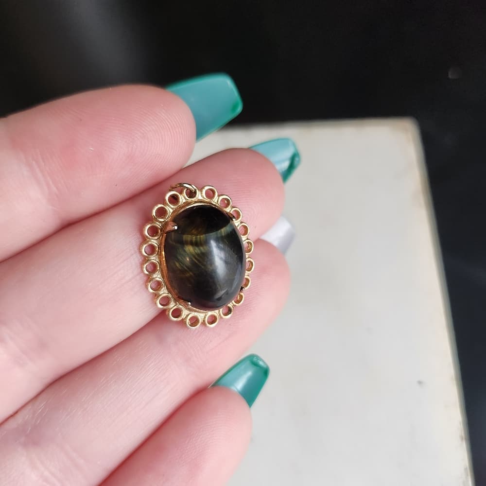 Dainty Gemstone Pendants Gold Tone Black Tiger's Eye And Carnelian - Thumbnail 8