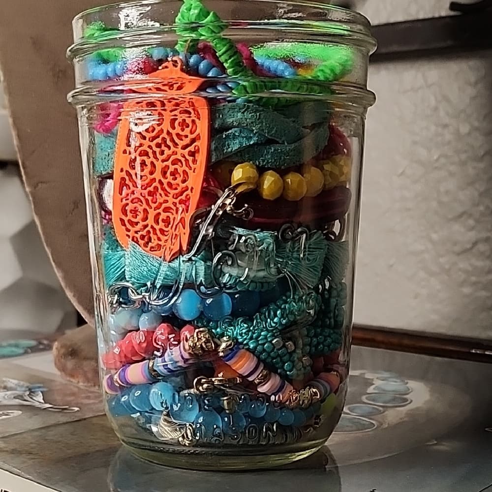 Super Bright And Fun Colorful Jewelry Jar With Earrings Bracelets Necklaces. - Thumbnail 7