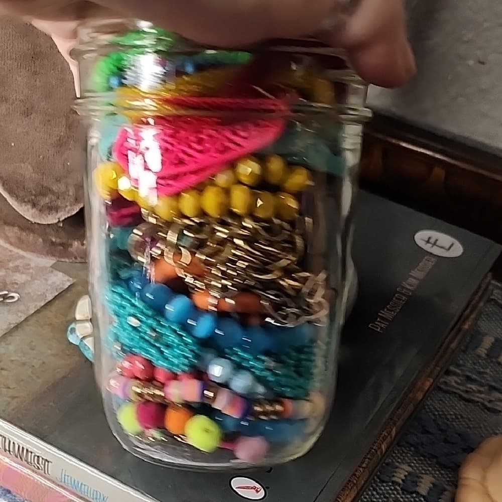 Super Bright And Fun Colorful Jewelry Jar With Earrings Bracelets Necklaces. - Thumbnail 5