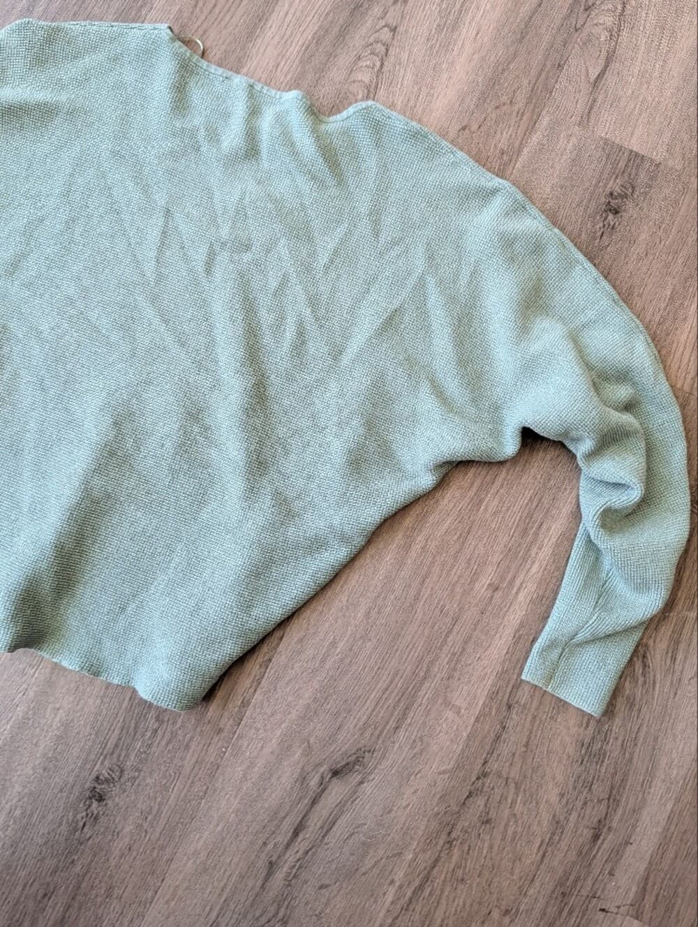 Cyrus Sage Green Waffle Knit Pullover Sweater Top Batwing Long Sleeve - Thumbnail 6
