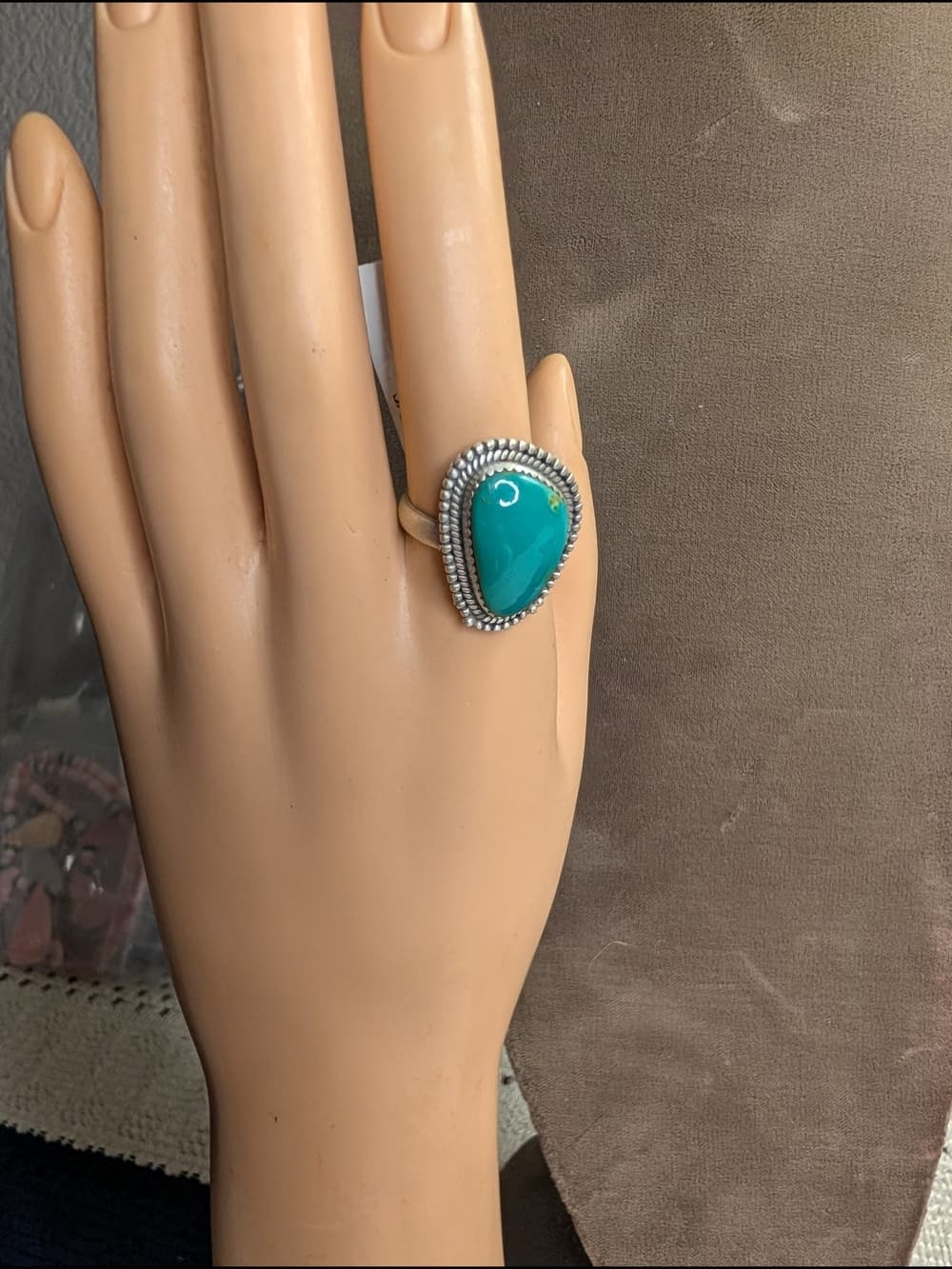 Chunky Kingman Turquoise Sterling Silver Statement Ring Size 8.5 Southwestern - Thumbnail 3