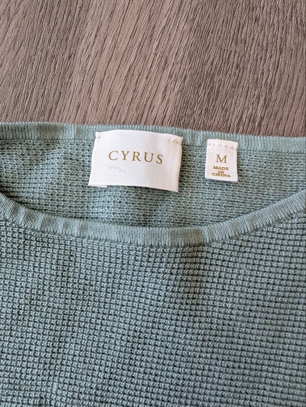 Cyrus Sage Green Waffle Knit Pullover Sweater Top Batwing Long Sleeve - Thumbnail 2