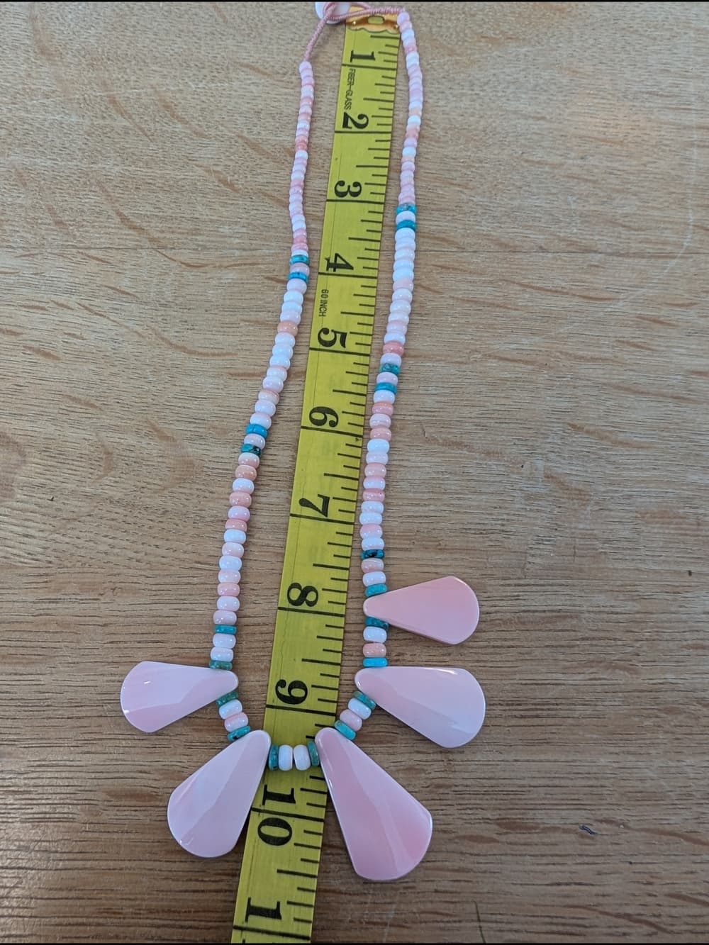 Pink Queen Conch Shell And Turquoise Beaded Teardrop Southwestern Style - Thumbnail 9
