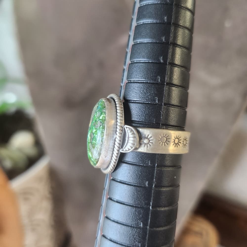 Sonoran Gold Turquoise Sterling Silver Ring | Southwestern Celestial Style - Thumbnail 3