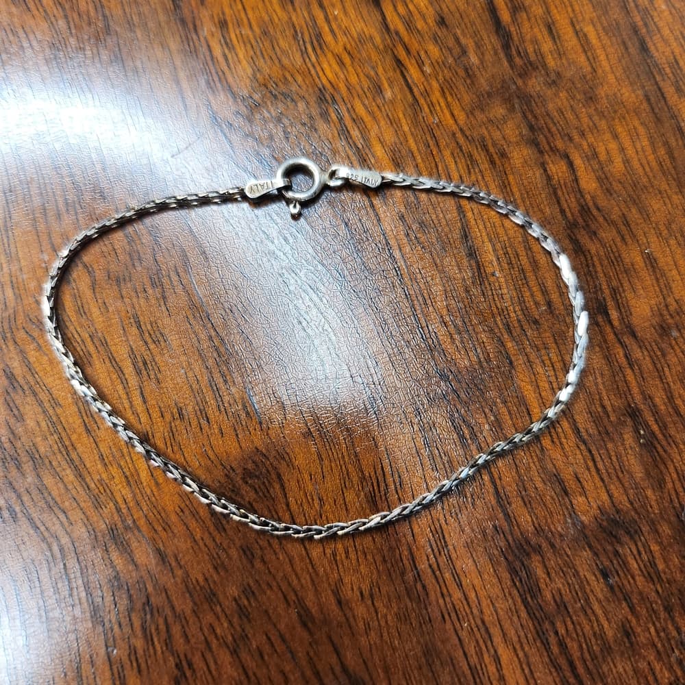 Vintage 925 Sterling Silver 7' Chain Bracelet Marked Italy - Thumbnail 9
