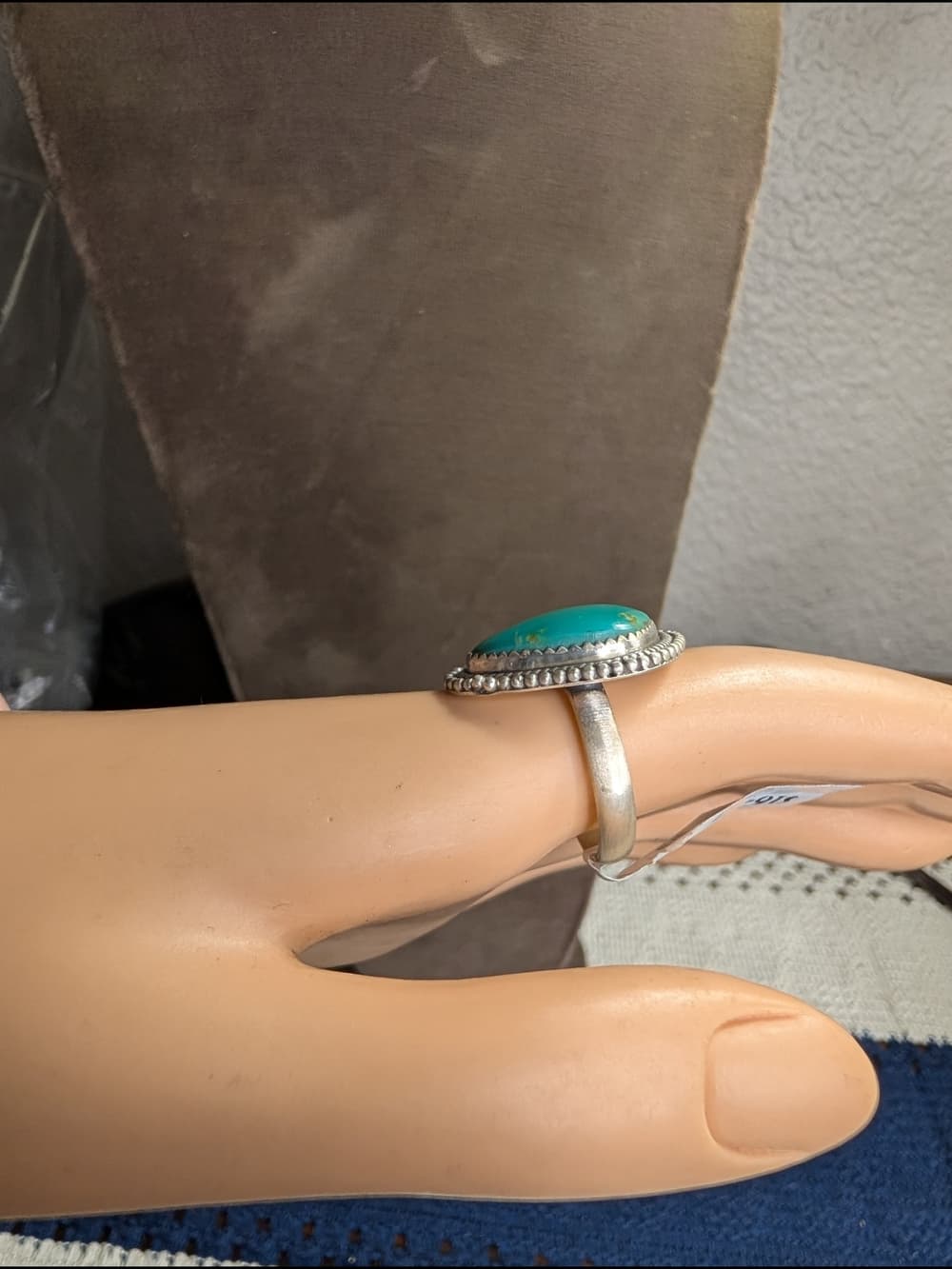 Chunky Kingman Turquoise Sterling Silver Statement Ring Size 8.5 Southwestern - Thumbnail 4