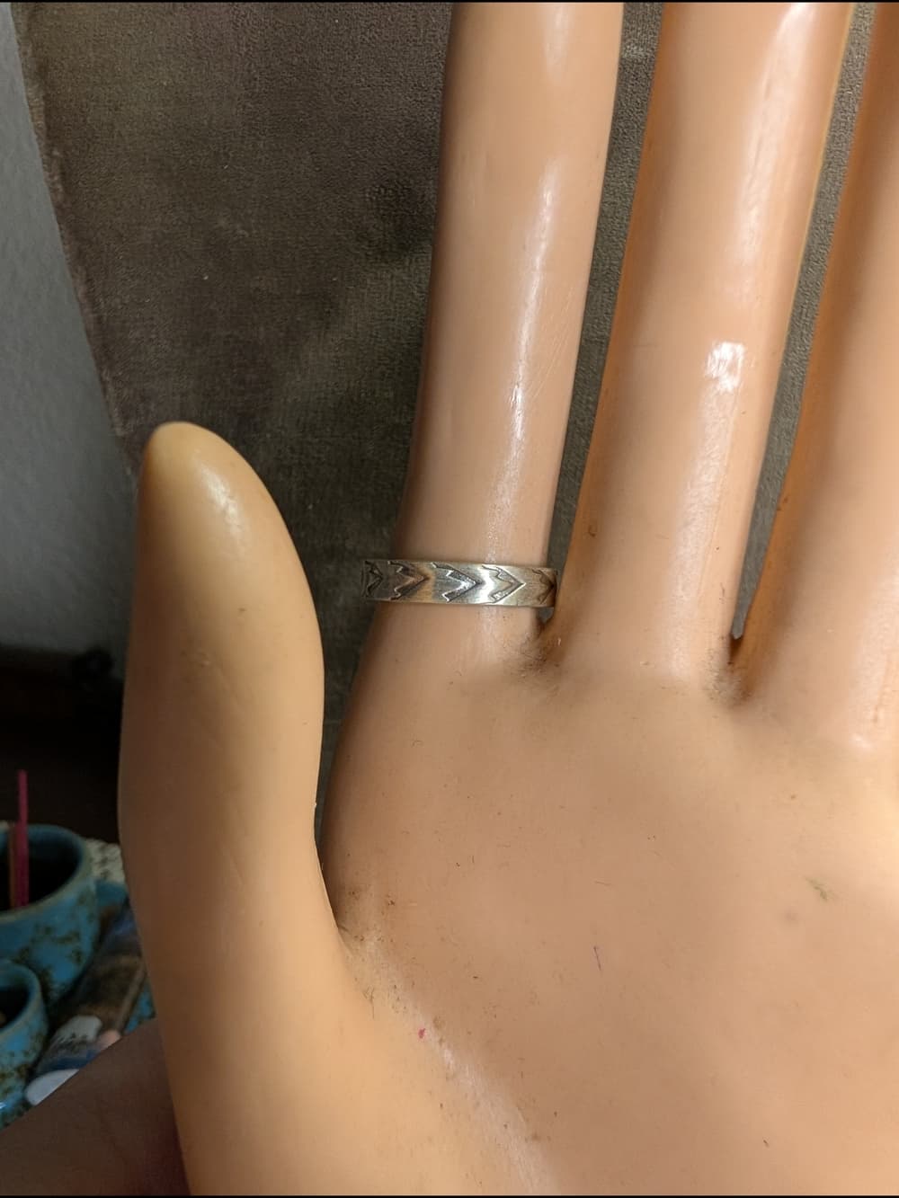 Sterling Silver Palomino & Golden Hills Double Turquoise Adjustable Ring 7.5 - Thumbnail 5