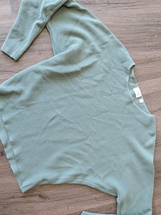 Cyrus Sage Green Waffle Knit Pullover Sweater Top Batwing Long Sleeve - Thumbnail 8