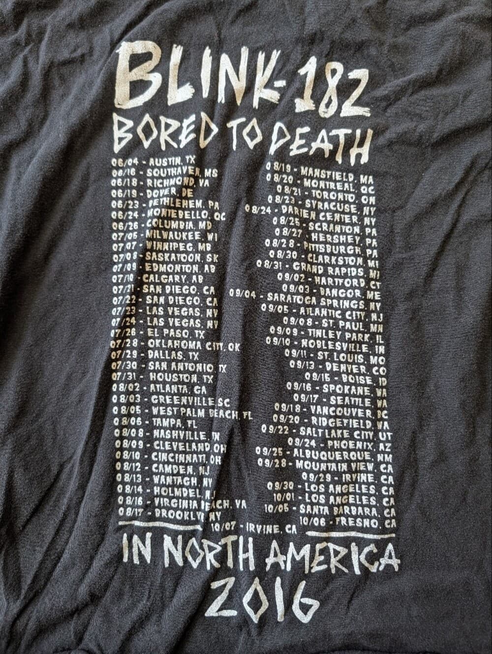 Blink-182 Black Graphic 2016 Concert Tee Cropped - Bored to Death Tour - Thumbnail 4