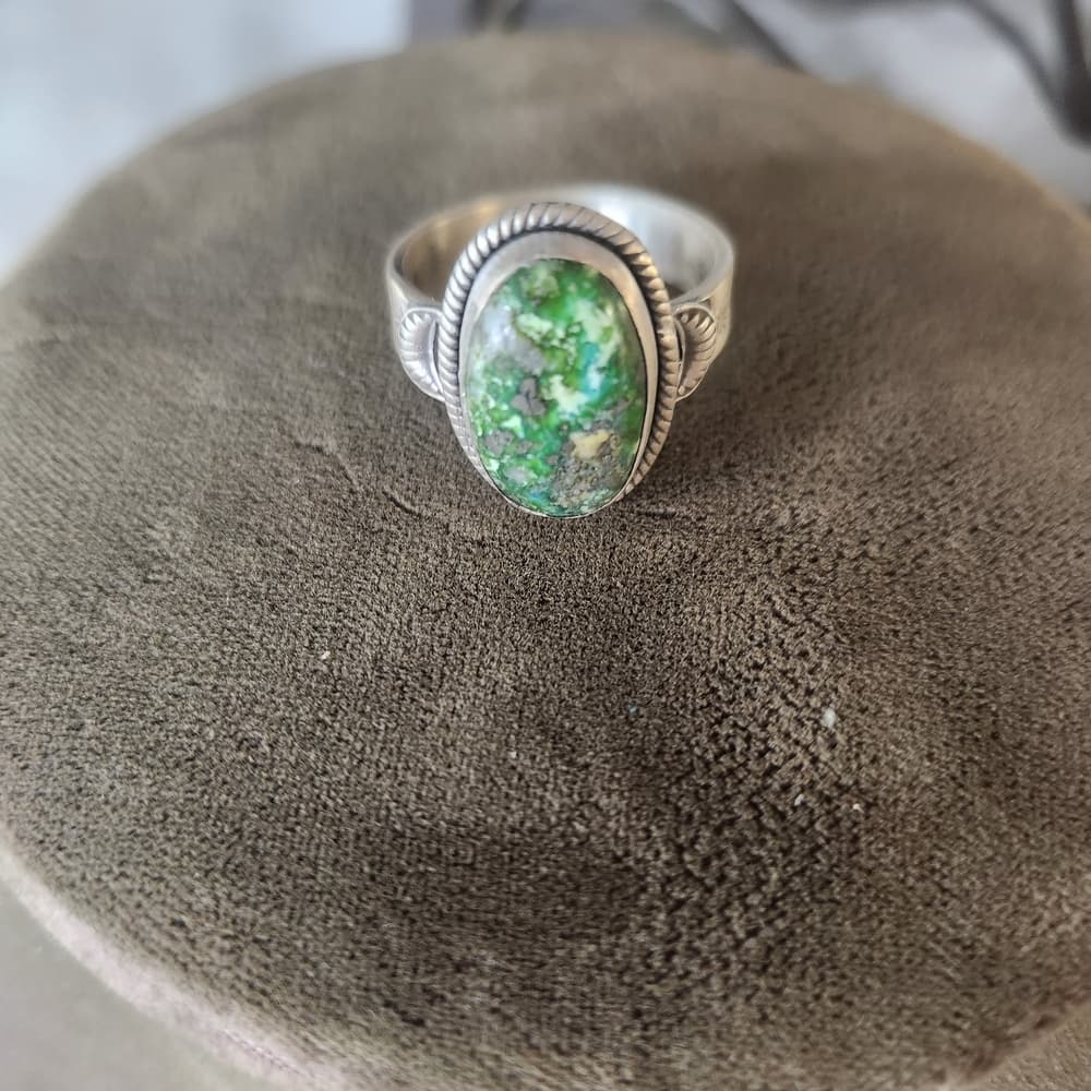 Sonoran Gold Turquoise Sterling Silver Ring | Southwestern Celestial Style - Thumbnail 11