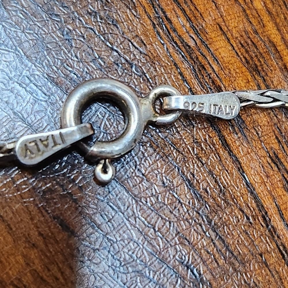 Vintage 925 Sterling Silver 7' Chain Bracelet Marked Italy - Thumbnail 8