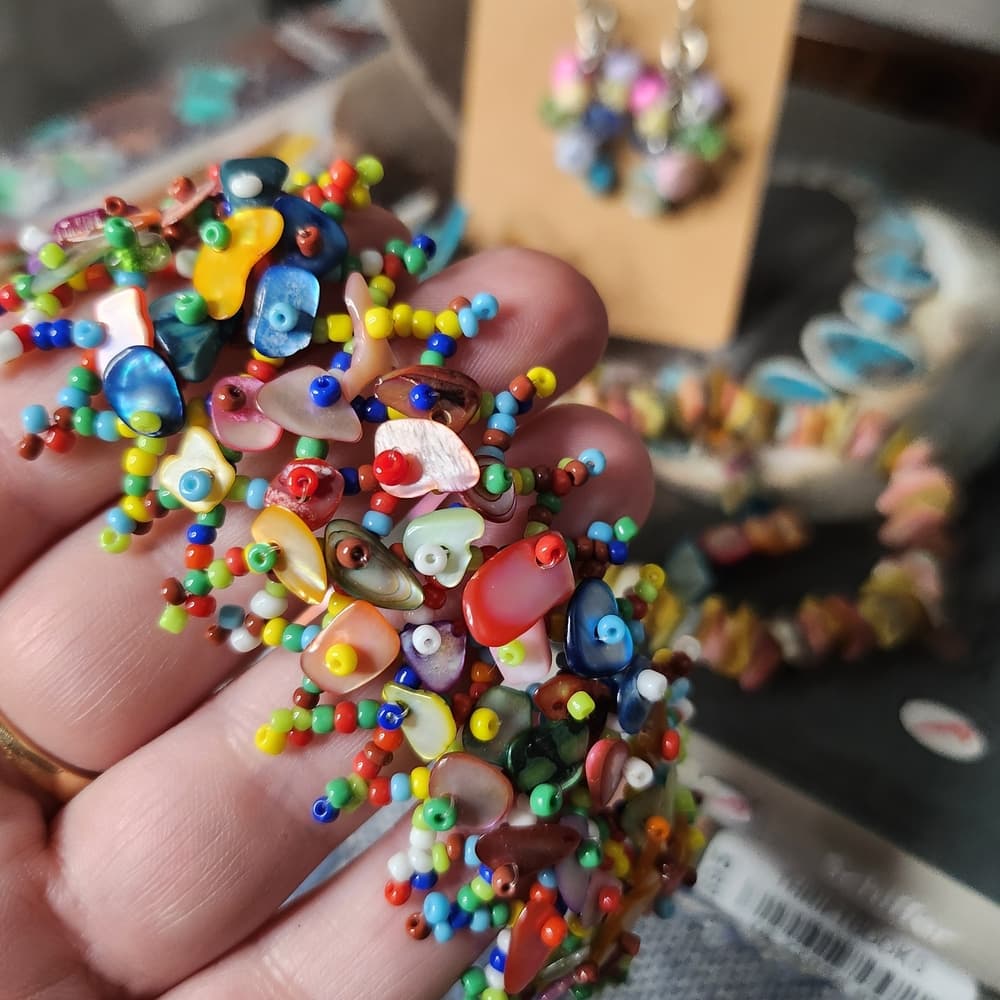 Rainbow Shell Beaded Jewelry Bundle Bracelets And Earring