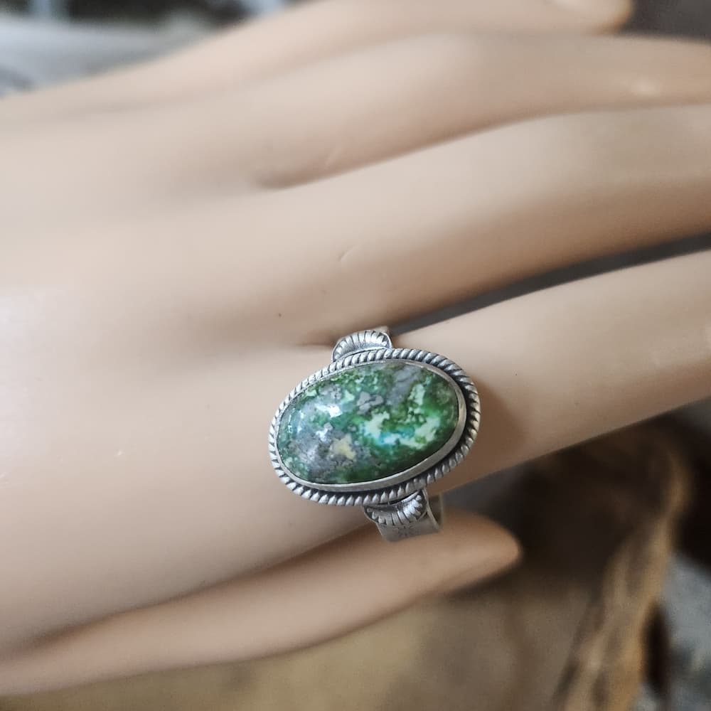 Sonoran Gold Turquoise Sterling Silver Ring | Southwestern Celestial Style - Thumbnail 8