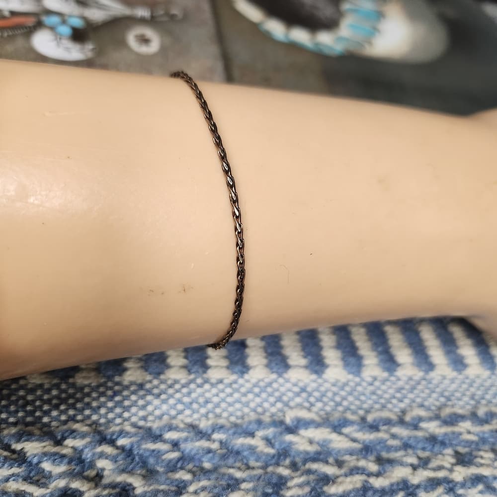 Vintage 925 Sterling Silver 7' Chain Bracelet Marked Italy - Thumbnail 3
