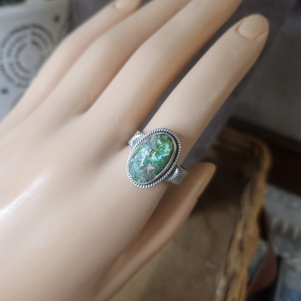 Sonoran Gold Turquoise Sterling Silver Ring | Southwestern Celestial Style - Thumbnail 10