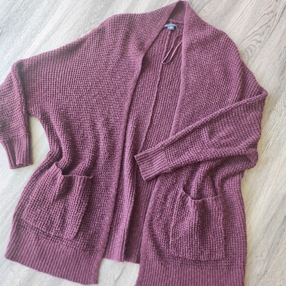 American Eagle Outfitters Maroon Knit Cardigan Batwing - Thumbnail 11