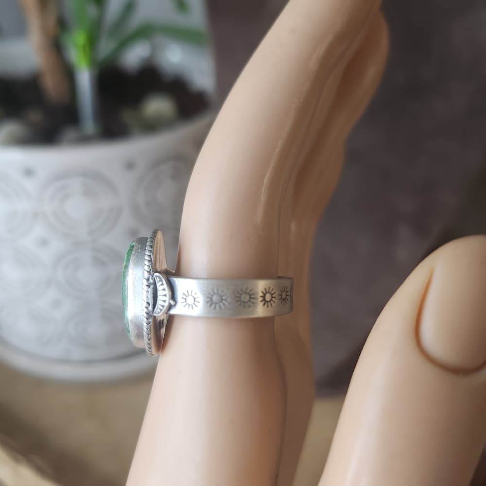 Sonoran Gold Turquoise Sterling Silver Ring | Southwestern Celestial Style - Thumbnail 7