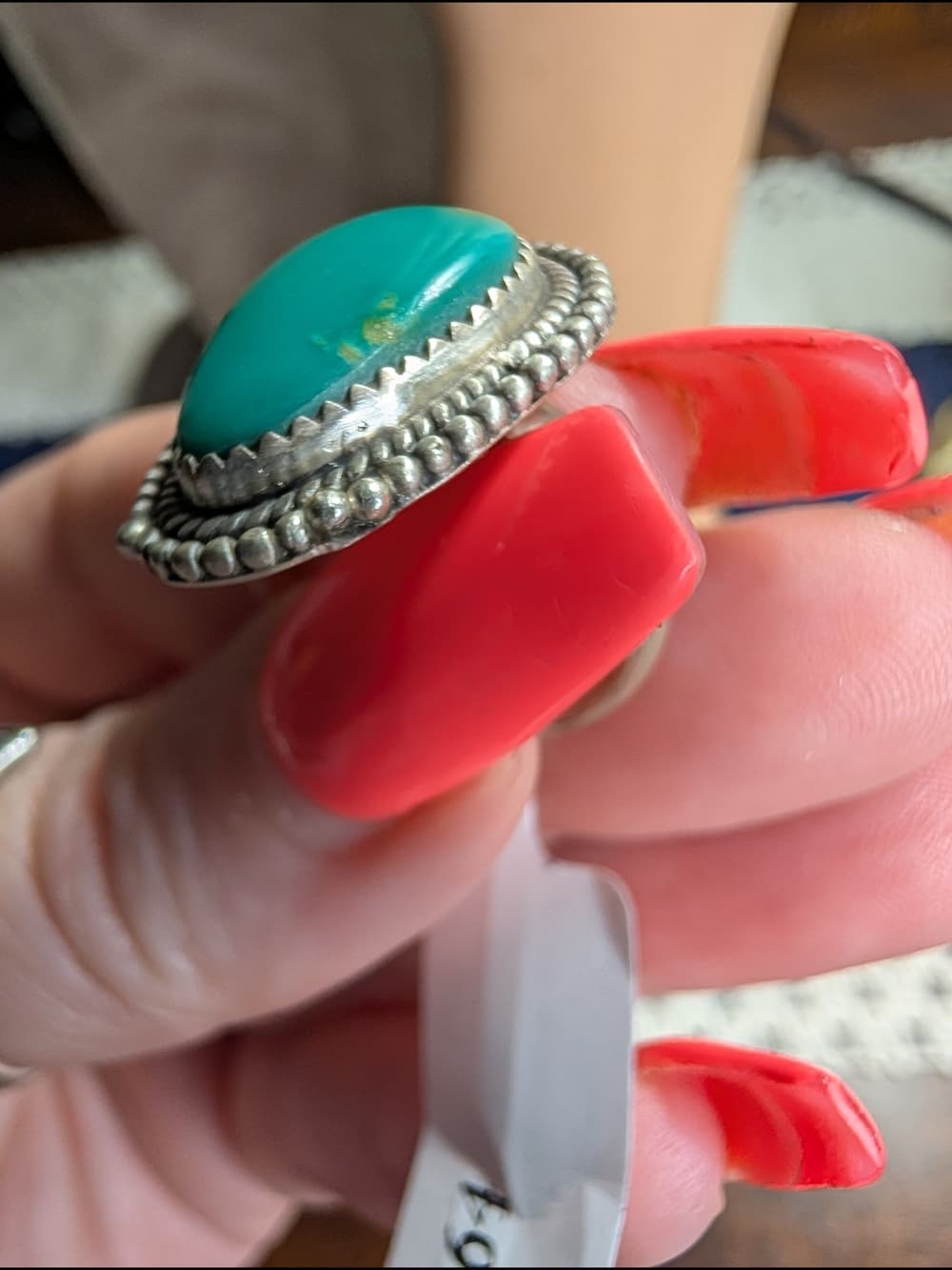 Chunky Kingman Turquoise Sterling Silver Statement Ring Size 8.5 Southwestern - Thumbnail 8