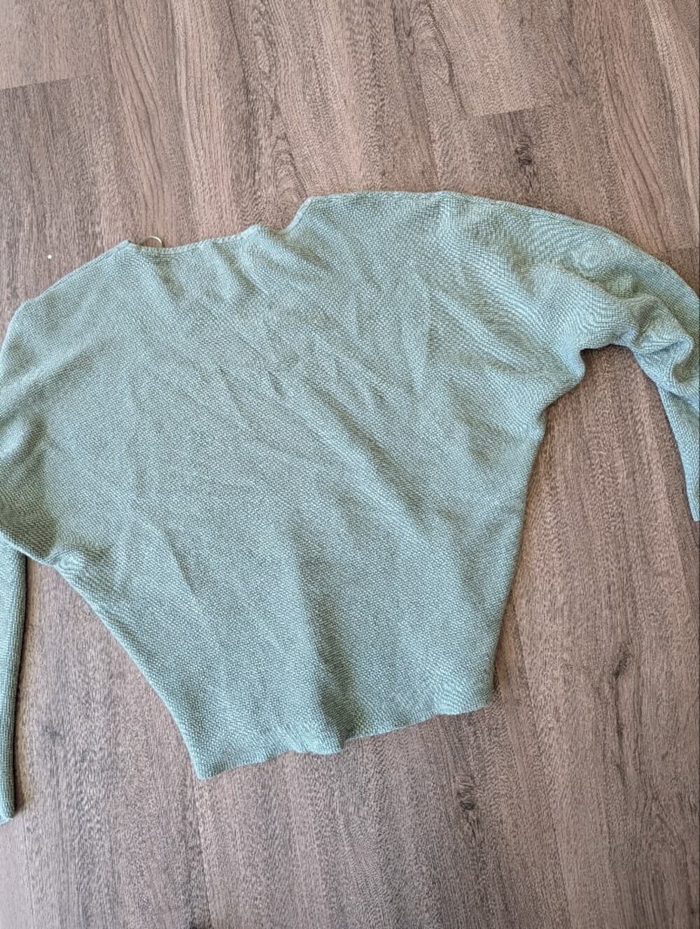 Cyrus Sage Green Waffle Knit Pullover Sweater Top Batwing Long Sleeve - Thumbnail 5