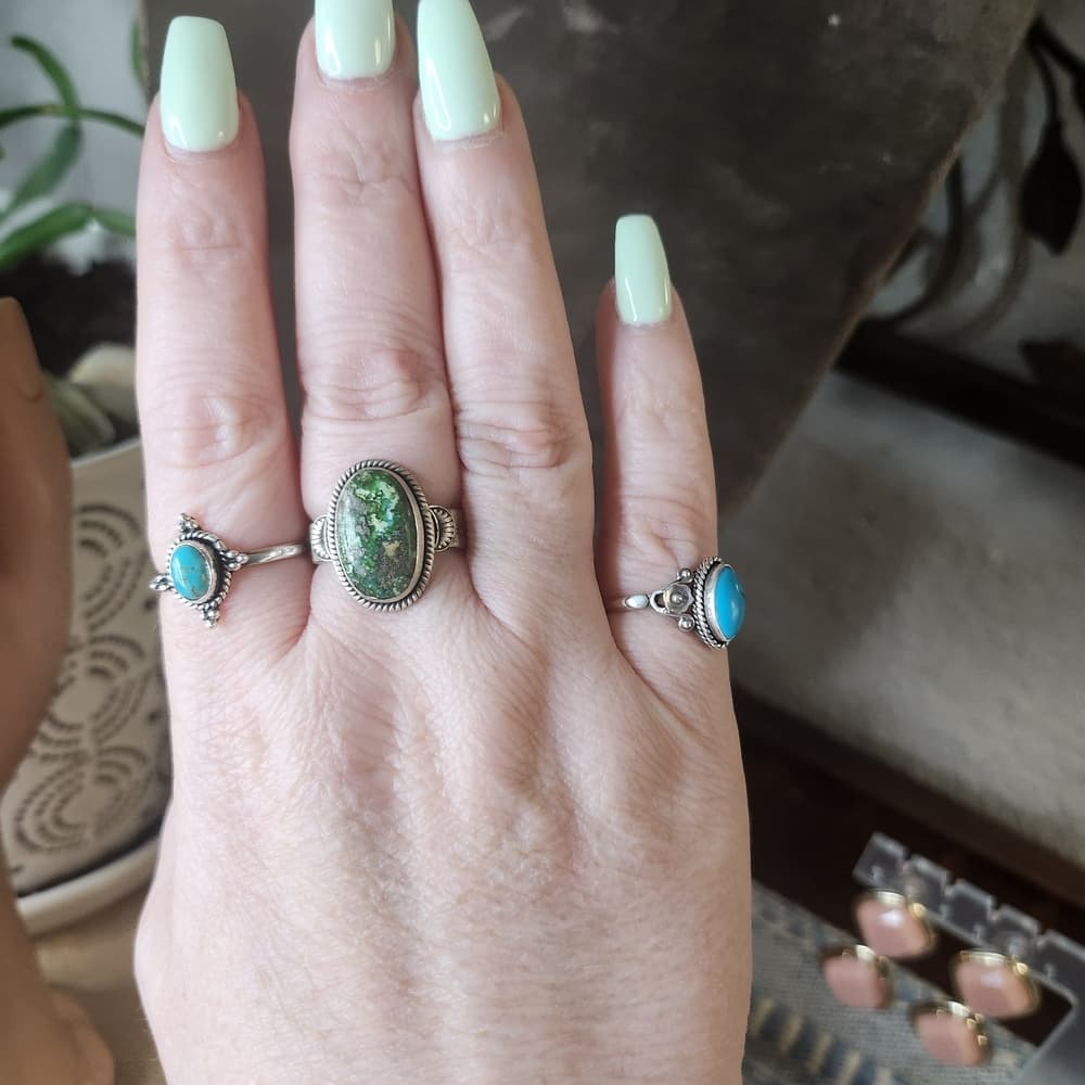 Sonoran Gold Turquoise Sterling Silver Ring | Southwestern Celestial Style - Thumbnail 6