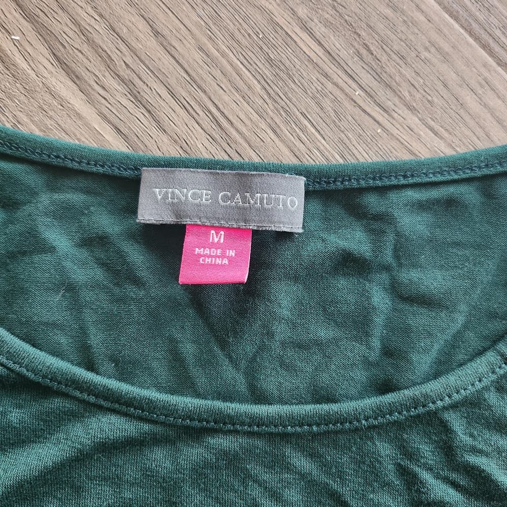 Vince Camuto Teal Green Blouse with Ribbon Ties Sheer Balloon Sleeves - Thumbnail 2