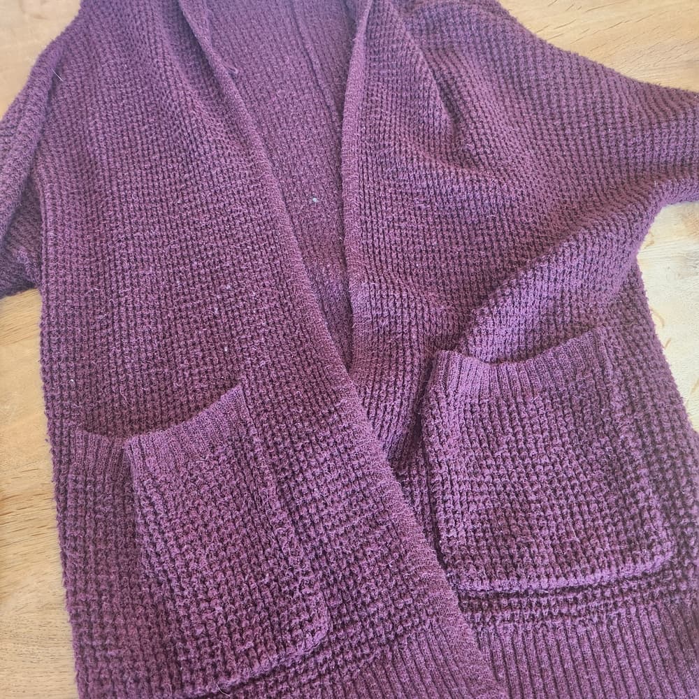 American Eagle Outfitters Maroon Knit Cardigan Batwing - Thumbnail 5