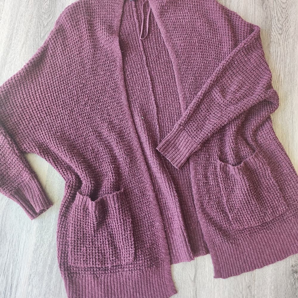 American Eagle Outfitters Maroon Knit Cardigan Batwing