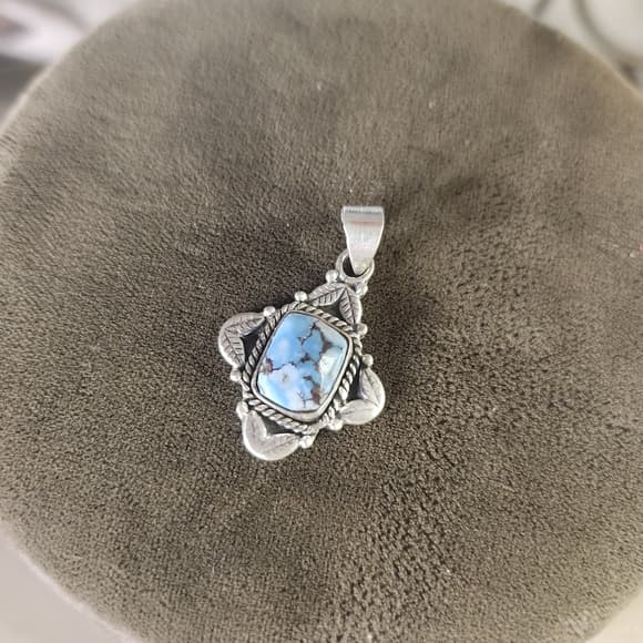 New- Sterling Silver Golden Hills Turquiose Southwestern Style Pendant - Thumbnail 7