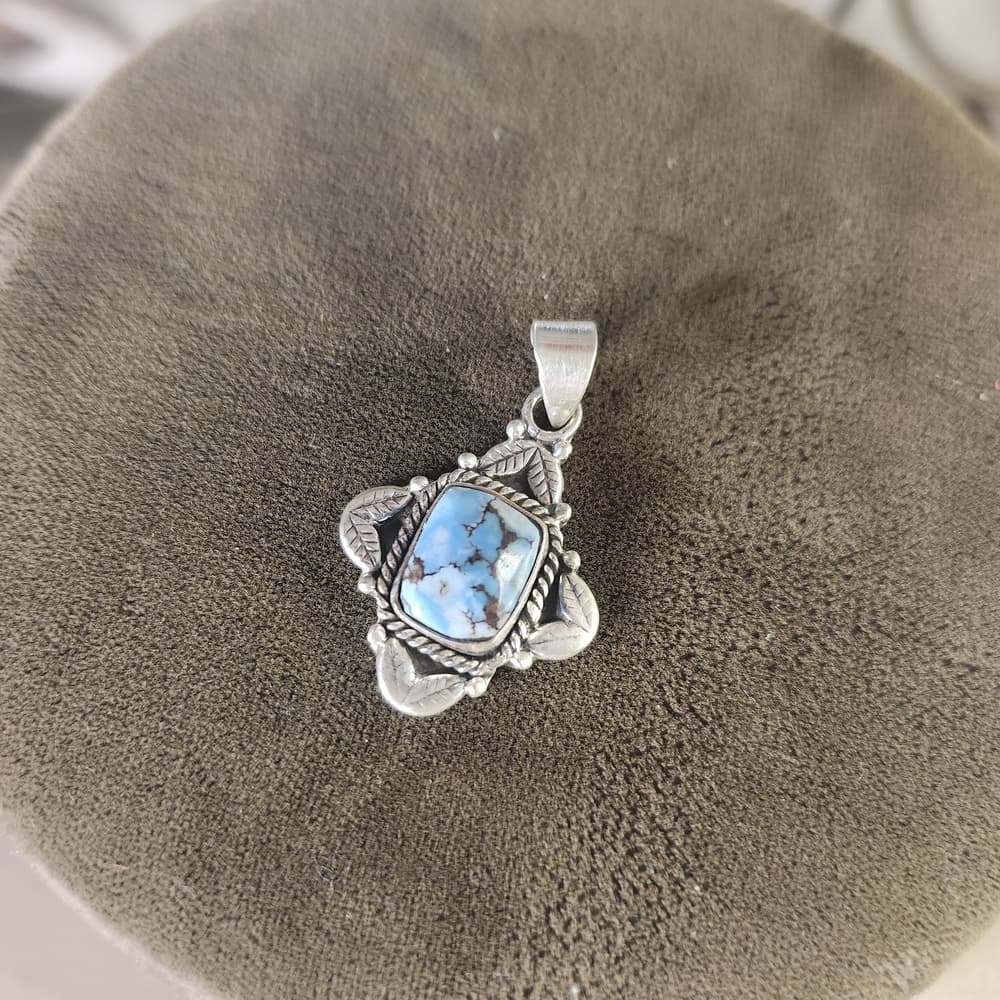 New- Sterling Silver Golden Hills Turquiose Southwestern Style Pendant - Thumbnail 6