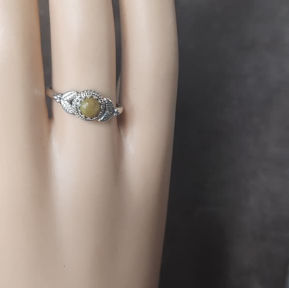 Sterling Silver Green Turquoise Leaf Floral Ring Size 9 Southwestern Boho - Thumbnail 12