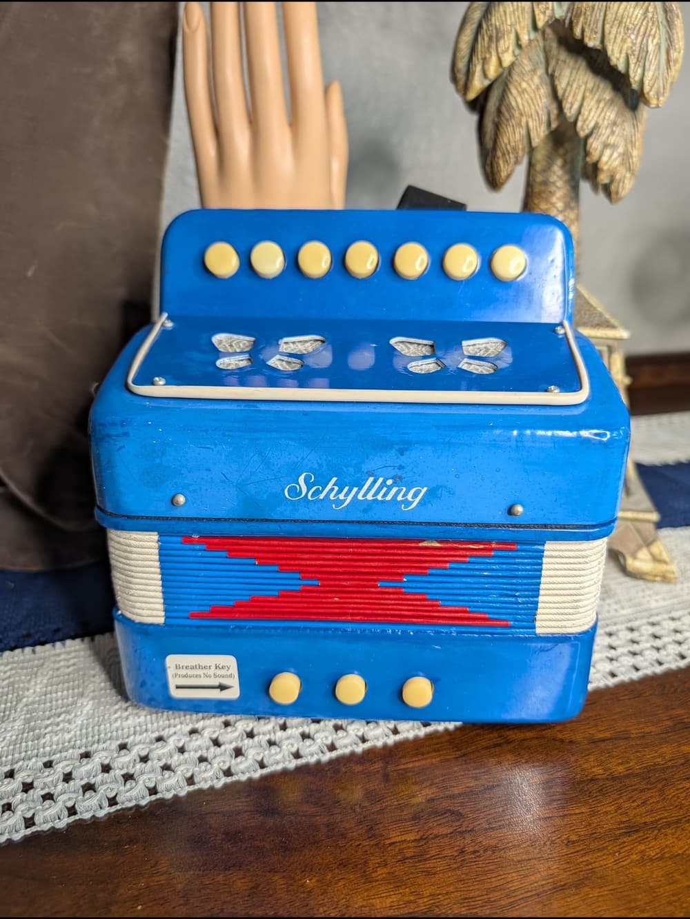 Vintage Schylling The Little Blue Accordion - Musical Toy Works Fun - Thumbnail 7