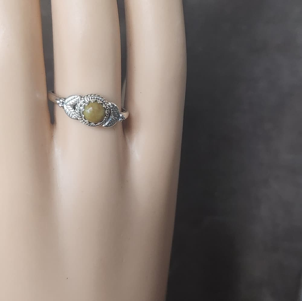 Sterling Silver Green Turquoise Leaf Floral Ring Size 9 Southwestern Boho - Thumbnail 11