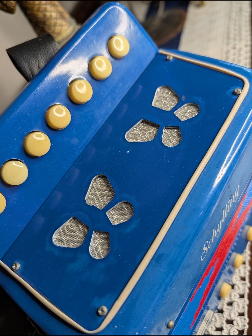 Vintage Schylling The Little Blue Accordion - Musical Toy Works Fun - Thumbnail 2