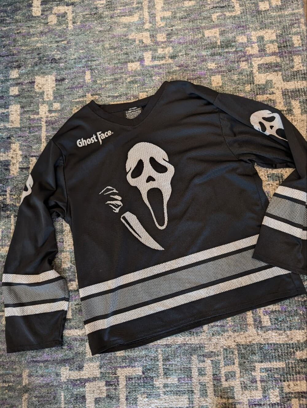 Ghost Face Black And White Hockey Jersey with Graphic Halloween 96 - Thumbnail 6