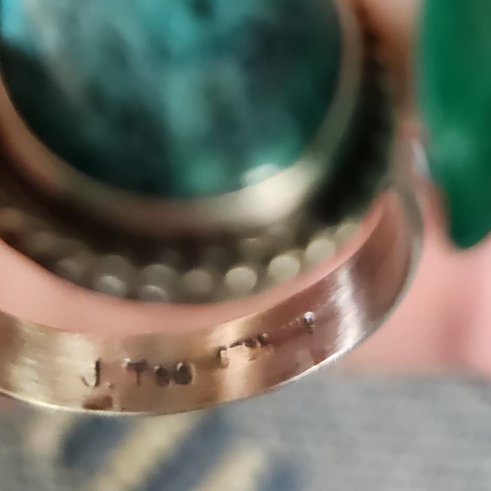 New - Navajo Signed Kingman Spiderweb Turquoise + Sterling Silver Ring - Thumbnail 7