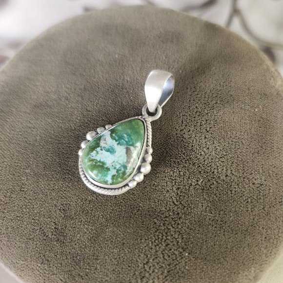 New - Sanoran Gold Turquiose Sterling Silver Southweatern Style Pendant - Thumbnail 8