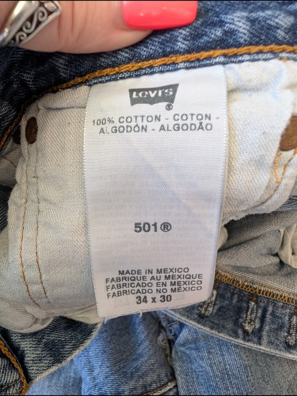 Levi's 501 Light Blue Naturally Distressed Thrashed Denim Jeans Hole In Crotch - Thumbnail 4