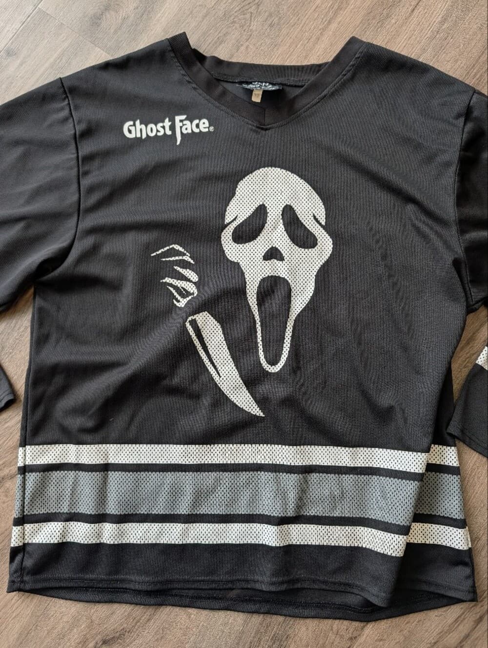 Ghost Face Black And White Hockey Jersey with Graphic Halloween 96