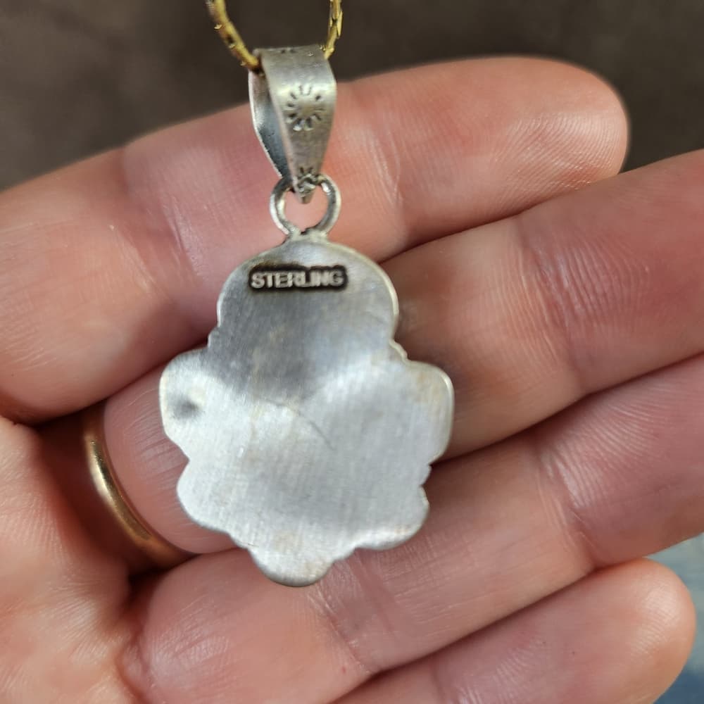 New- Sierra Bella And Golden Hills Turquoise Sterling Silver Stamped Pendant - Thumbnail 3